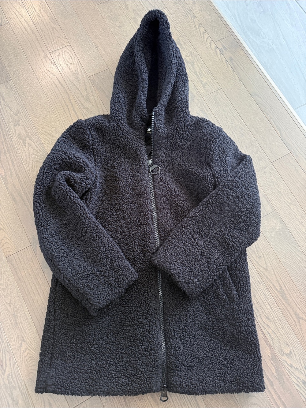 Hooded Sherpa Coat - Black